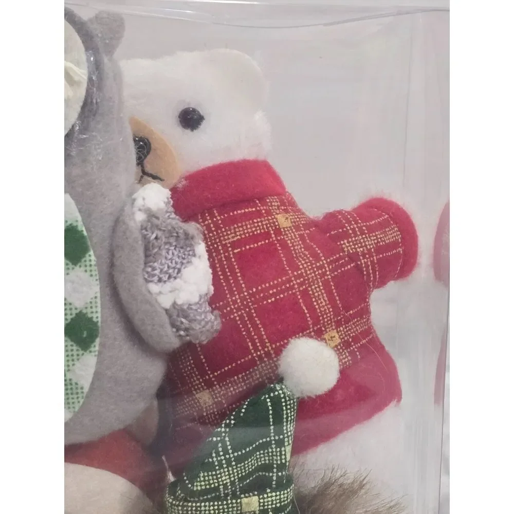 Set of 2 New Holiday Time 8 Ornament‎ Set Felt Fabric Owl Porcupine Fox Bear